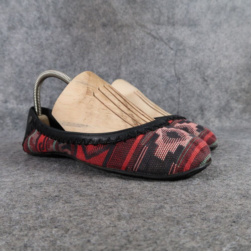 The Sak Shoes Womens 7 Ballet Flats Fashion Slip On Casual Woven Textile Leather